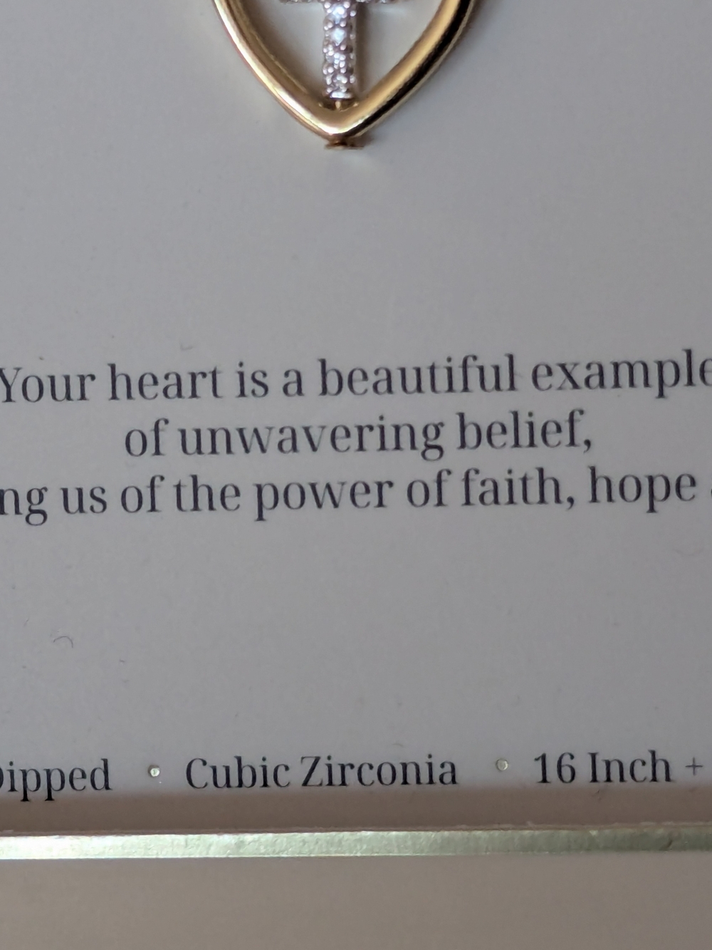 Faith Gold-Tone Heart Pendant Necklace with Sparkling Cross - Picture 2 of 2
